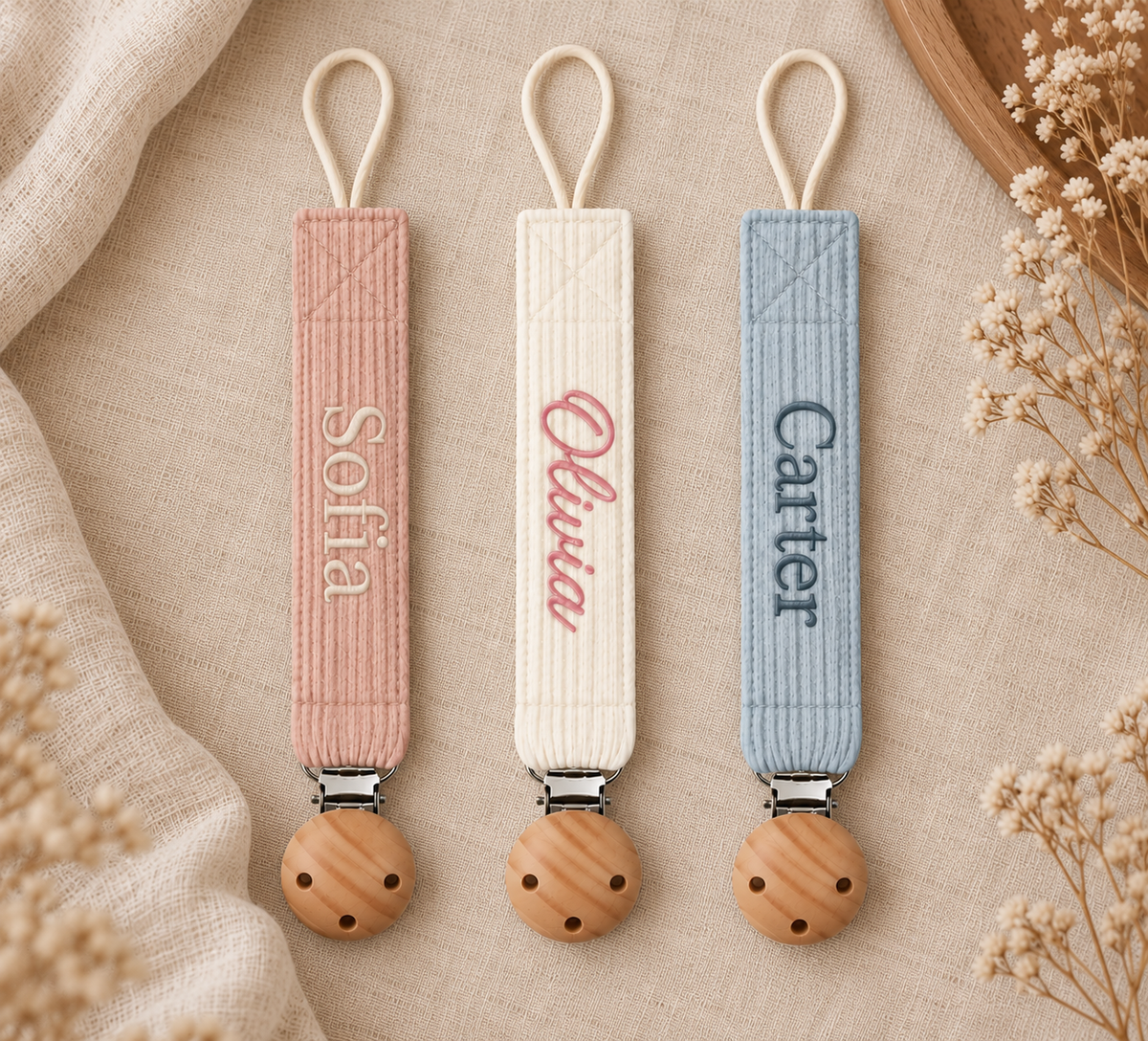 Custom Paci Clips - Petals & Thread